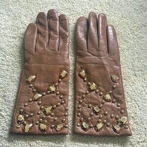 NWOT DVF Leather & Cashmere Gloves